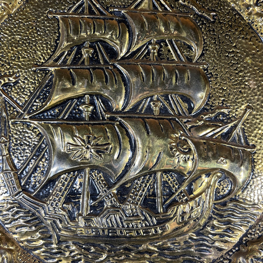 Embossed Brass Clipper Ship Wall Plaque