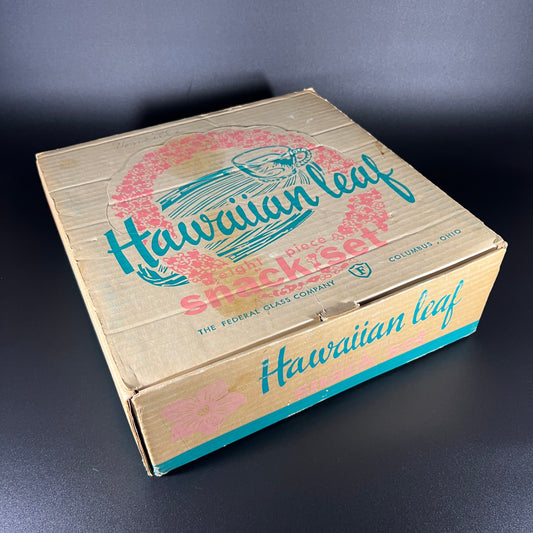Federal Glass Hawaiian Leaf Snack Set