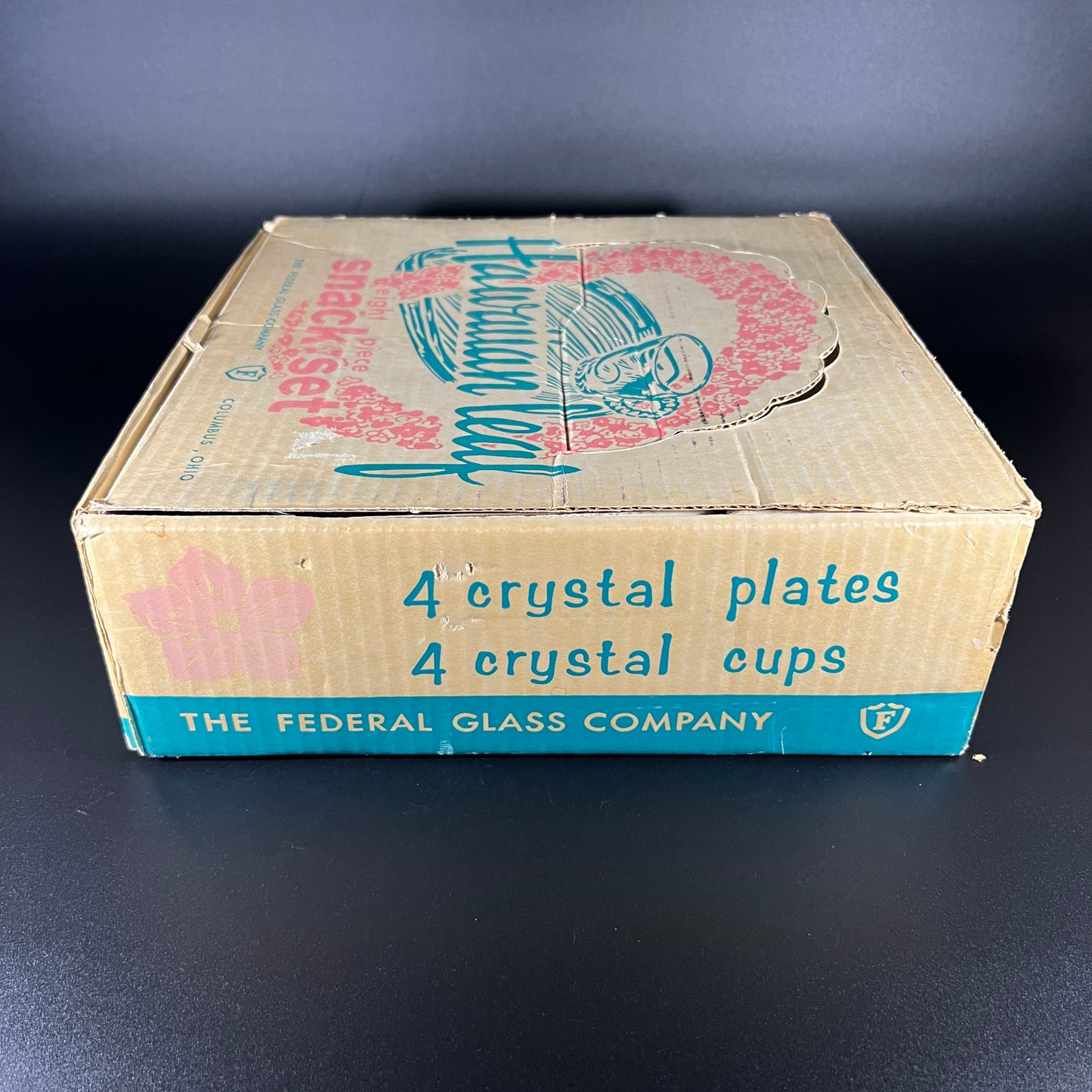 Federal Glass Hawaiian Leaf Snack Set