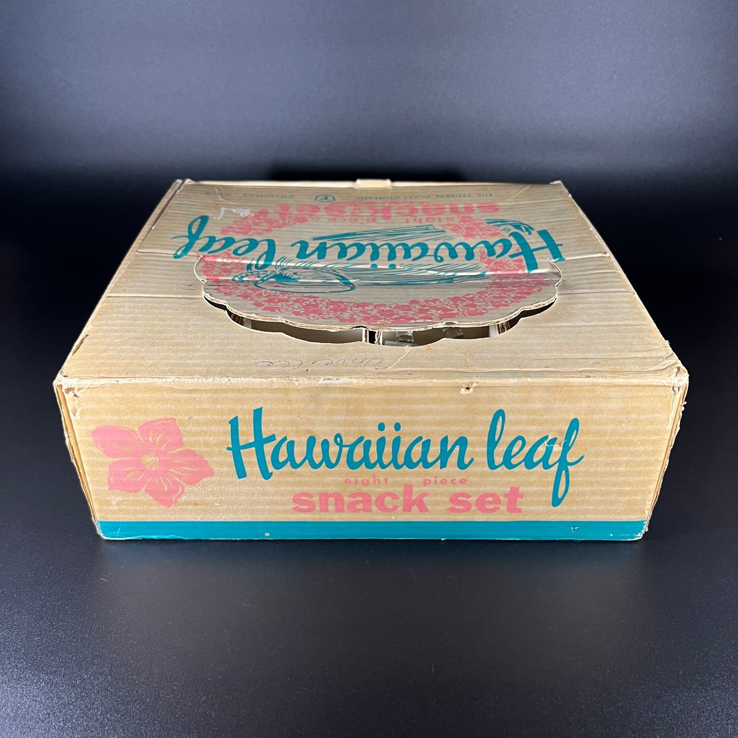 Federal Glass Hawaiian Leaf Snack Set