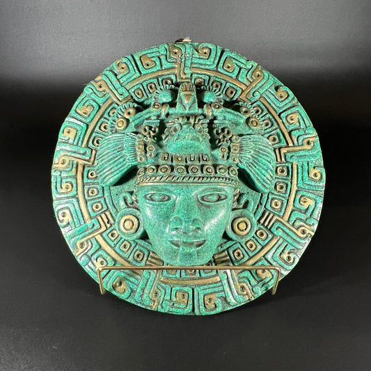 Mayan Malachite God Plaque
