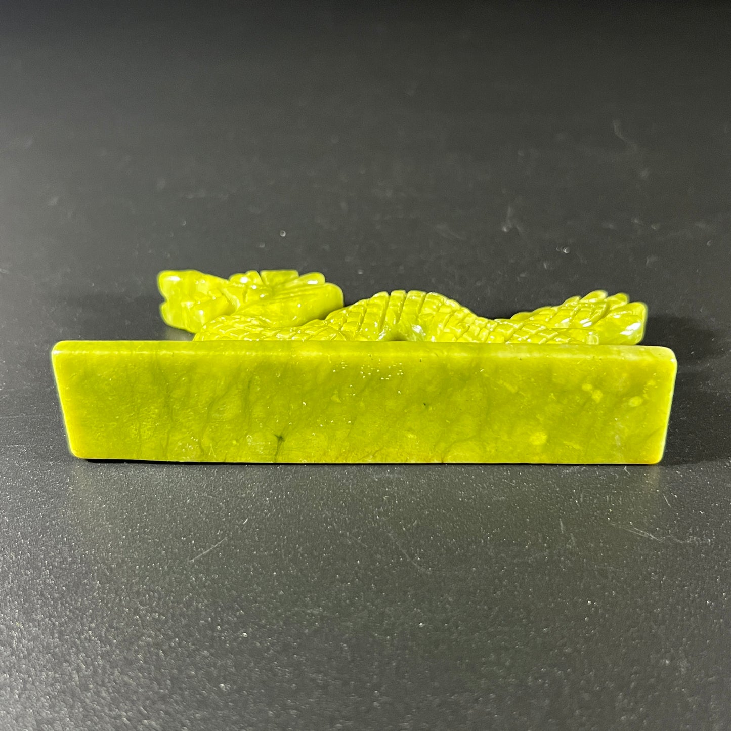 Spinach Jade Hand Carved Dragon Figurine