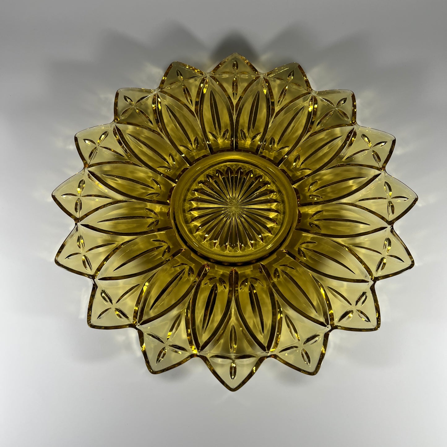 Federal Glass Amber Sunflower Dish