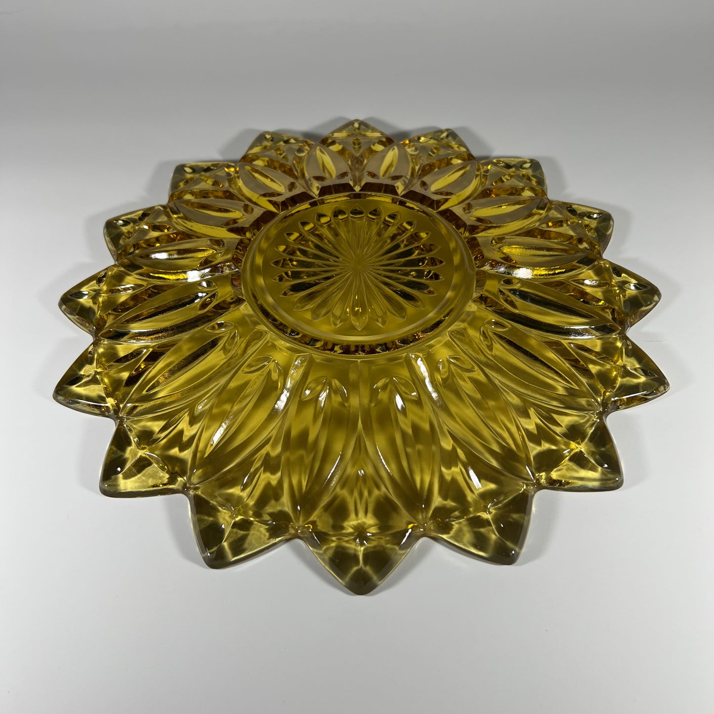 Federal Glass Amber Sunflower Dish