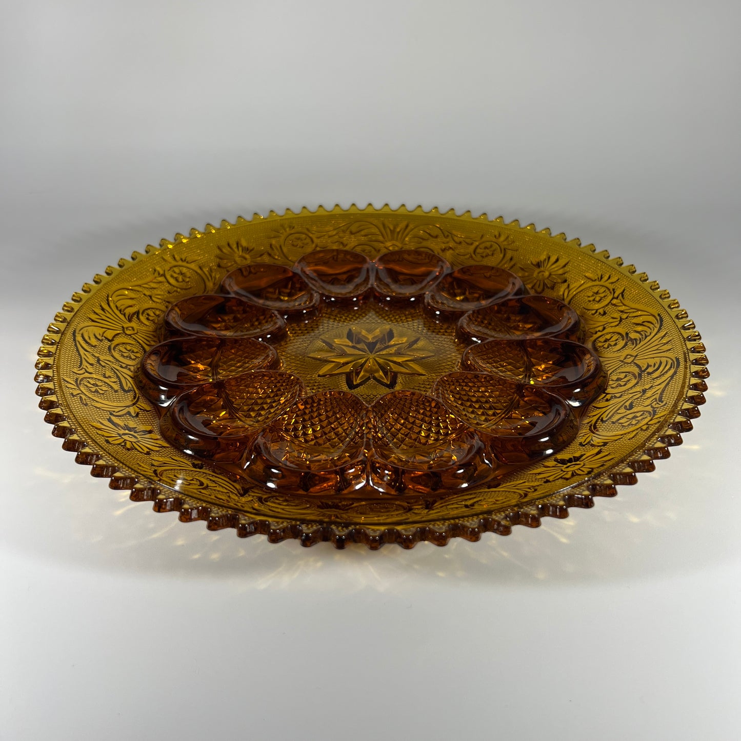 Indiana Glass Amber Egg Platter