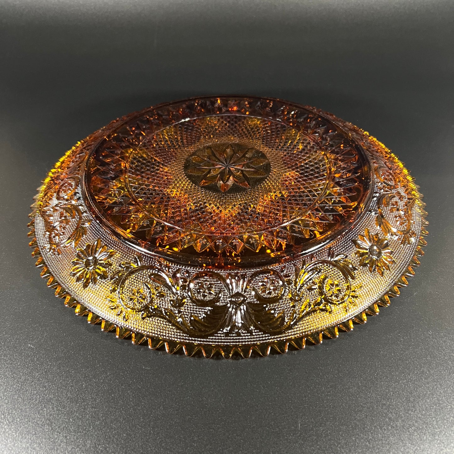 Indiana Glass Amber Egg Platter