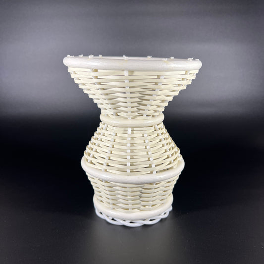 Vintage White Wicker Vase