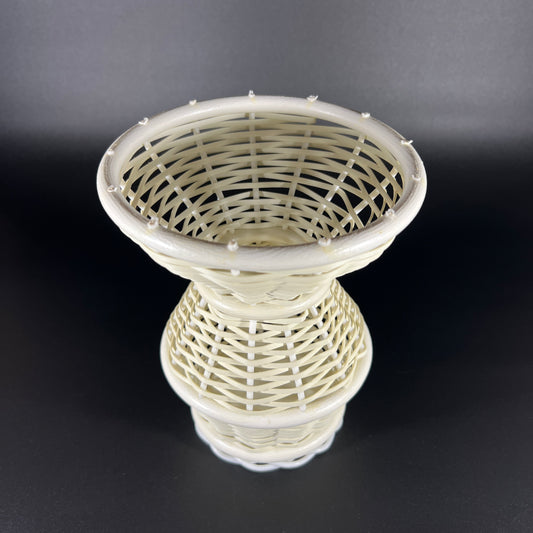 Vintage White Wicker Vase