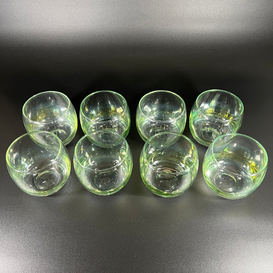 Federal Glass Roly Poly Iridescent Green Glass Set