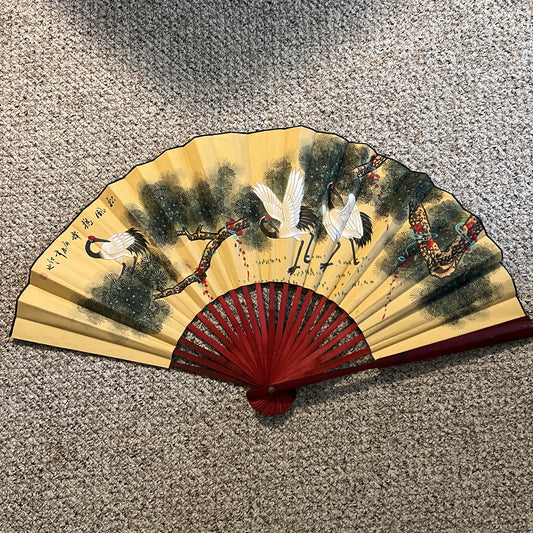 Large Hand-Painted Asian Fan