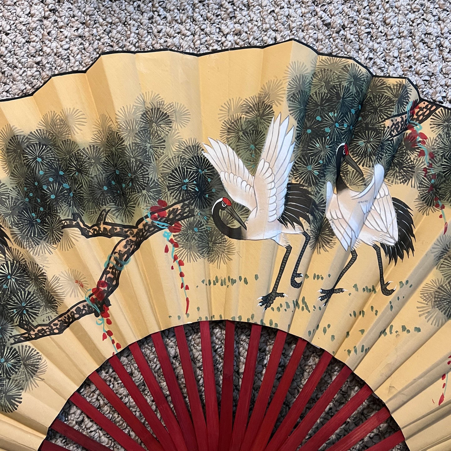 Large Hand-Painted Asian Fan