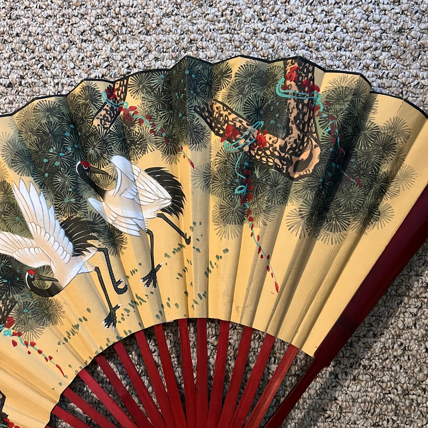 Large Hand-Painted Asian Fan