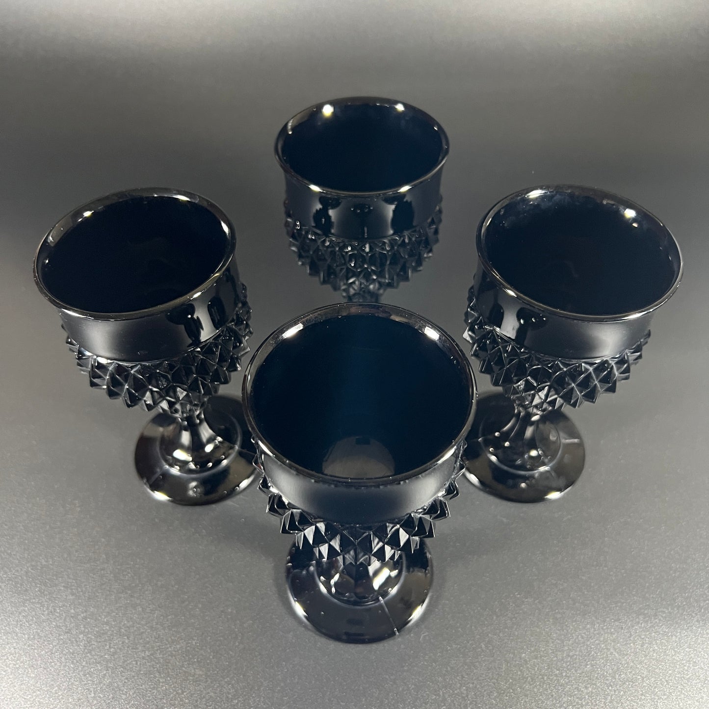 Indiana Glass Tiara Black Diamond Point Goblets