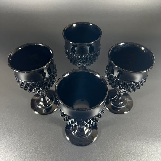 Indiana Glass Tiara Black Diamond Point Goblets