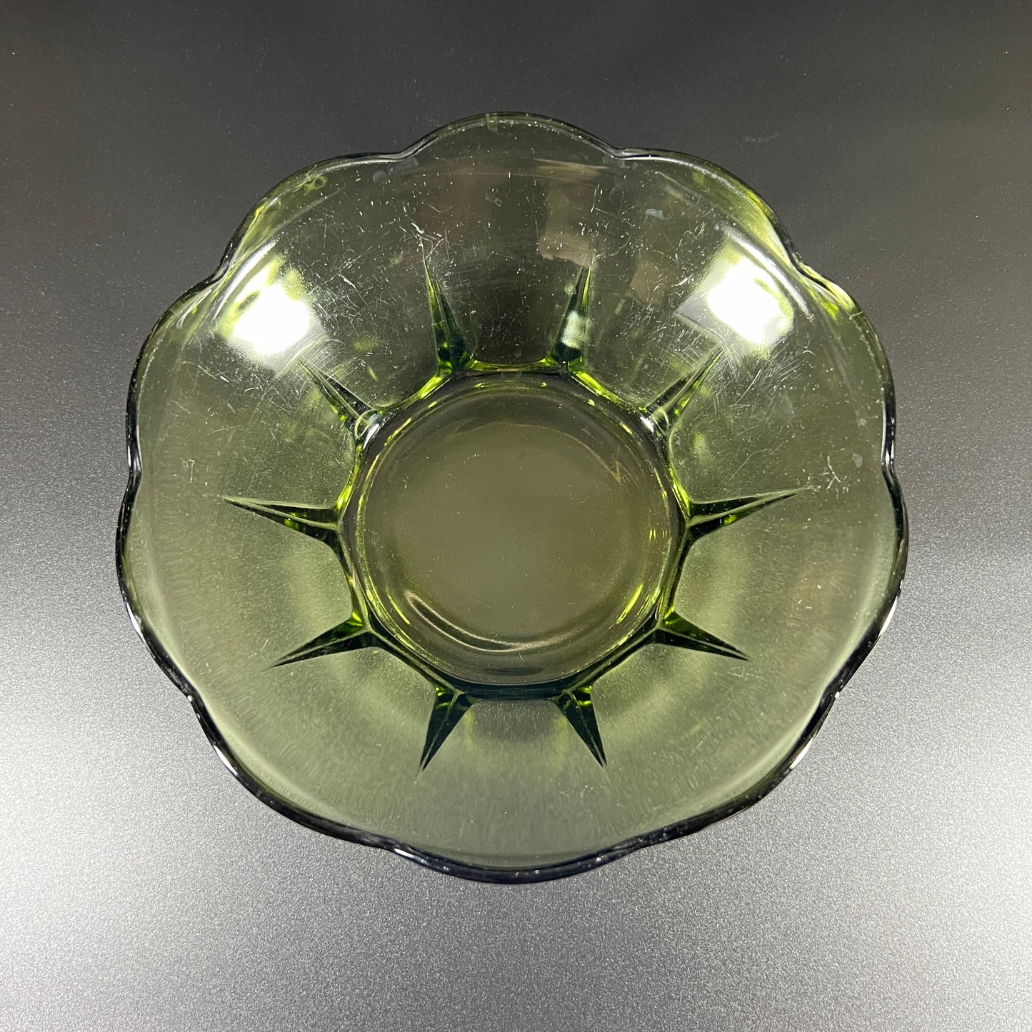 Anchor Hocking Green Scalloped Bowl