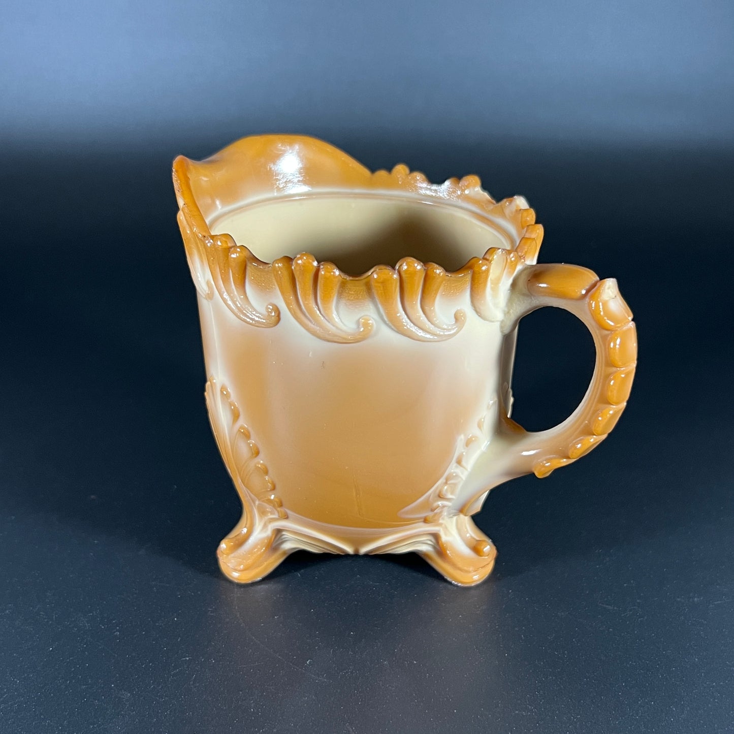 Greentown Chocolate Slag Leaf Bracket Creamer