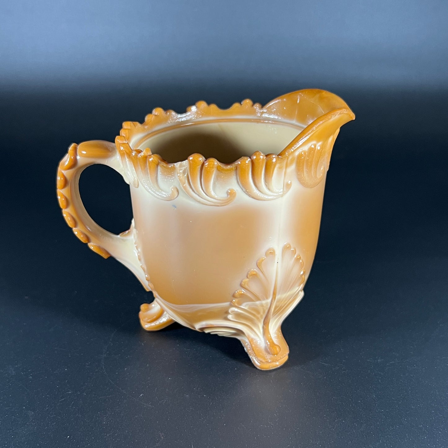 Greentown Chocolate Slag Leaf Bracket Creamer