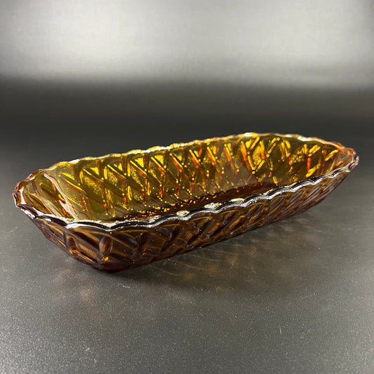 Indiana Glass Basket Weave Oblong Serving Dish