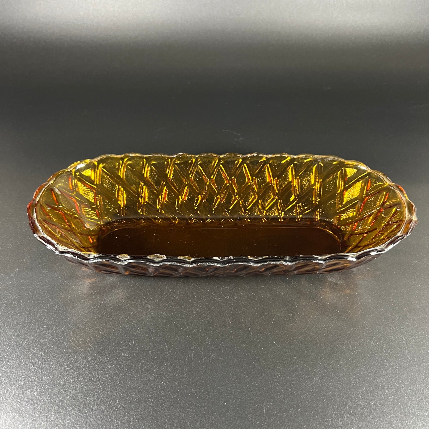 Indiana Glass Basket Weave Oblong Serving Dish