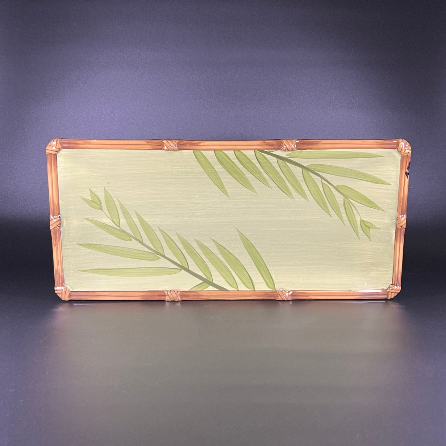 Ceramic Rectangular Bamboo Style Serving Platter