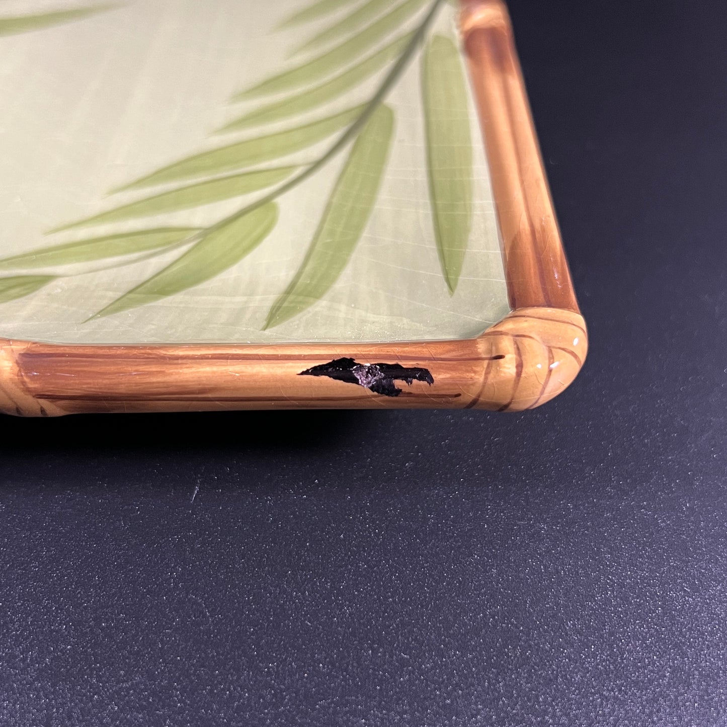 Ceramic Rectangular Bamboo Style Serving Platter