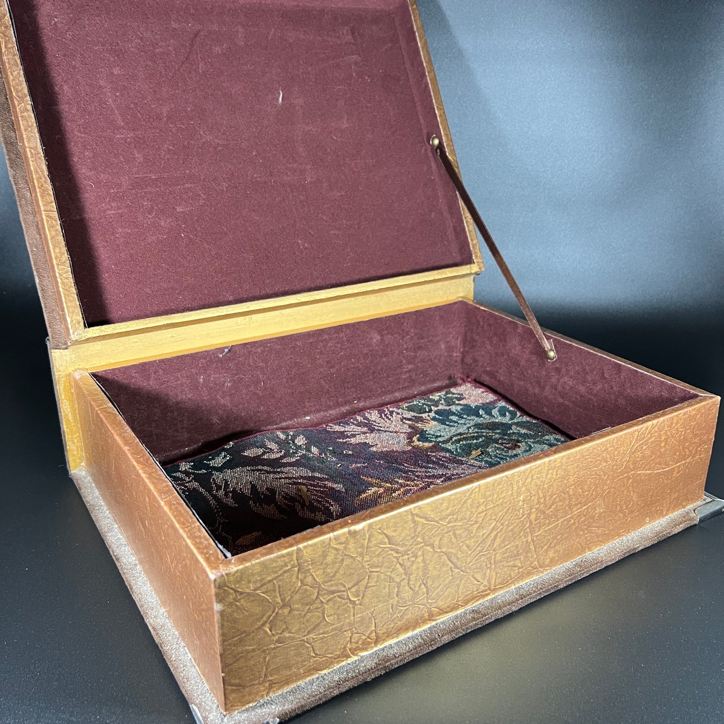 Embroidered Book Storage Box with Tapestry