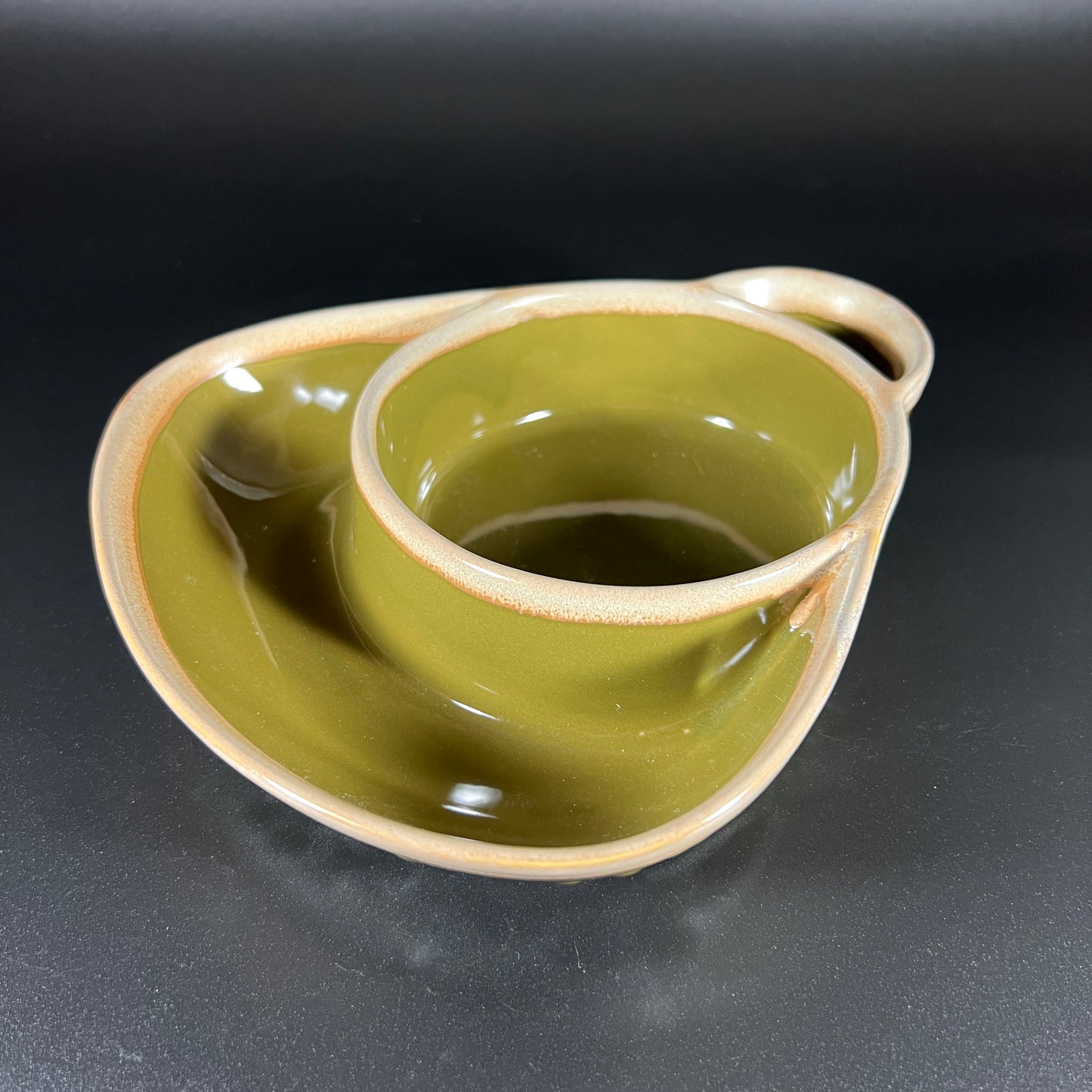 Stoneware Double Section Bowl