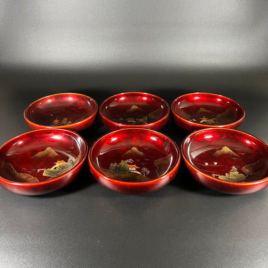 Japanese Hand Painted Lacquerware Serving Set
