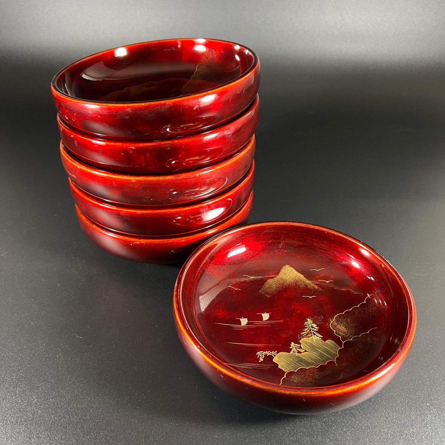 Japanese Hand Painted Lacquerware Serving Set