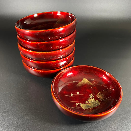 Japanese Hand Painted Lacquerware Serving Set