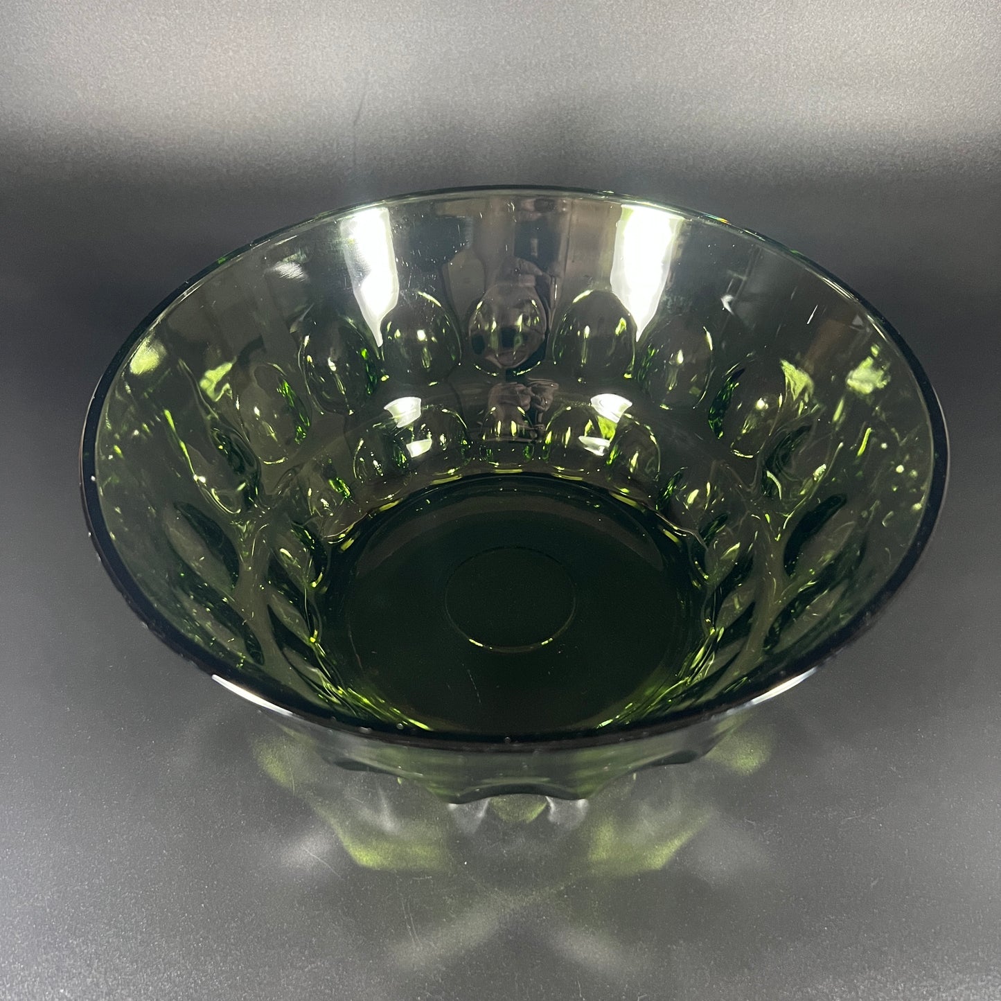 Hazel Atlas Reflection Green Thumbprint Bowl
