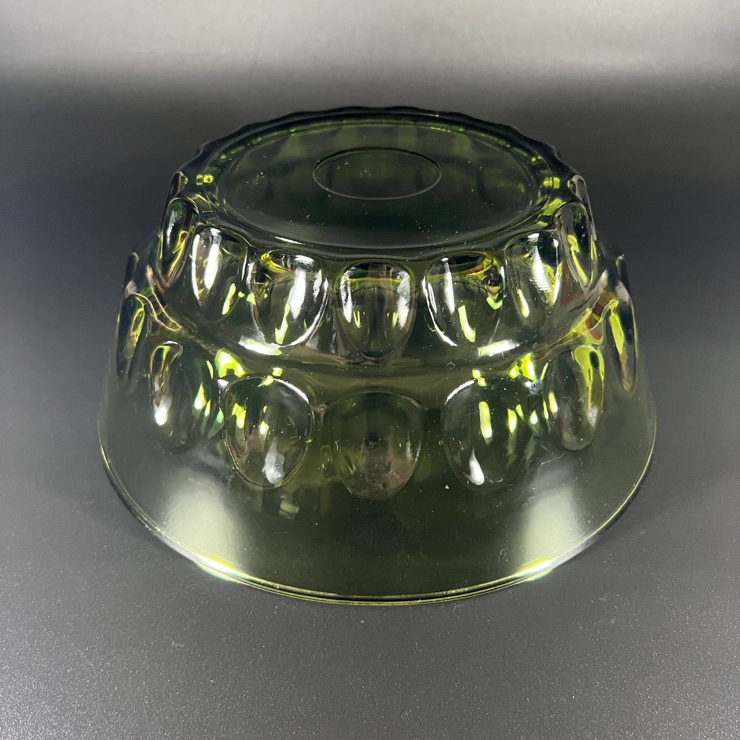 Hazel Atlas Reflection Green Thumbprint Bowl