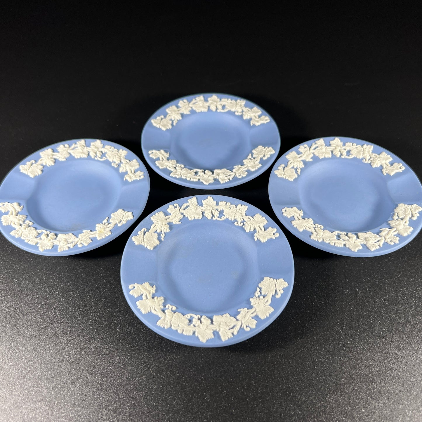 Vintage Wedgwood Blue Jasperware Miniature Ashtrays