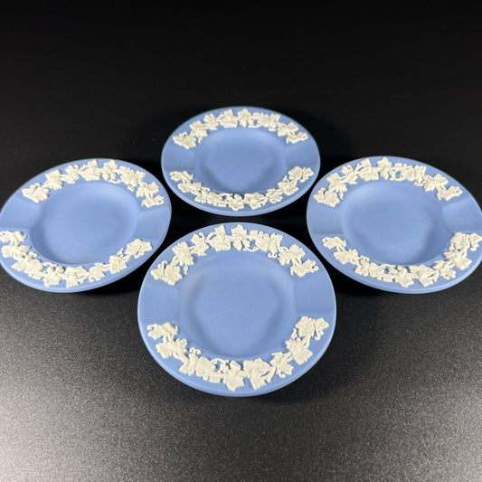 Vintage Wedgwood Blue Jasperware Miniature Ashtrays