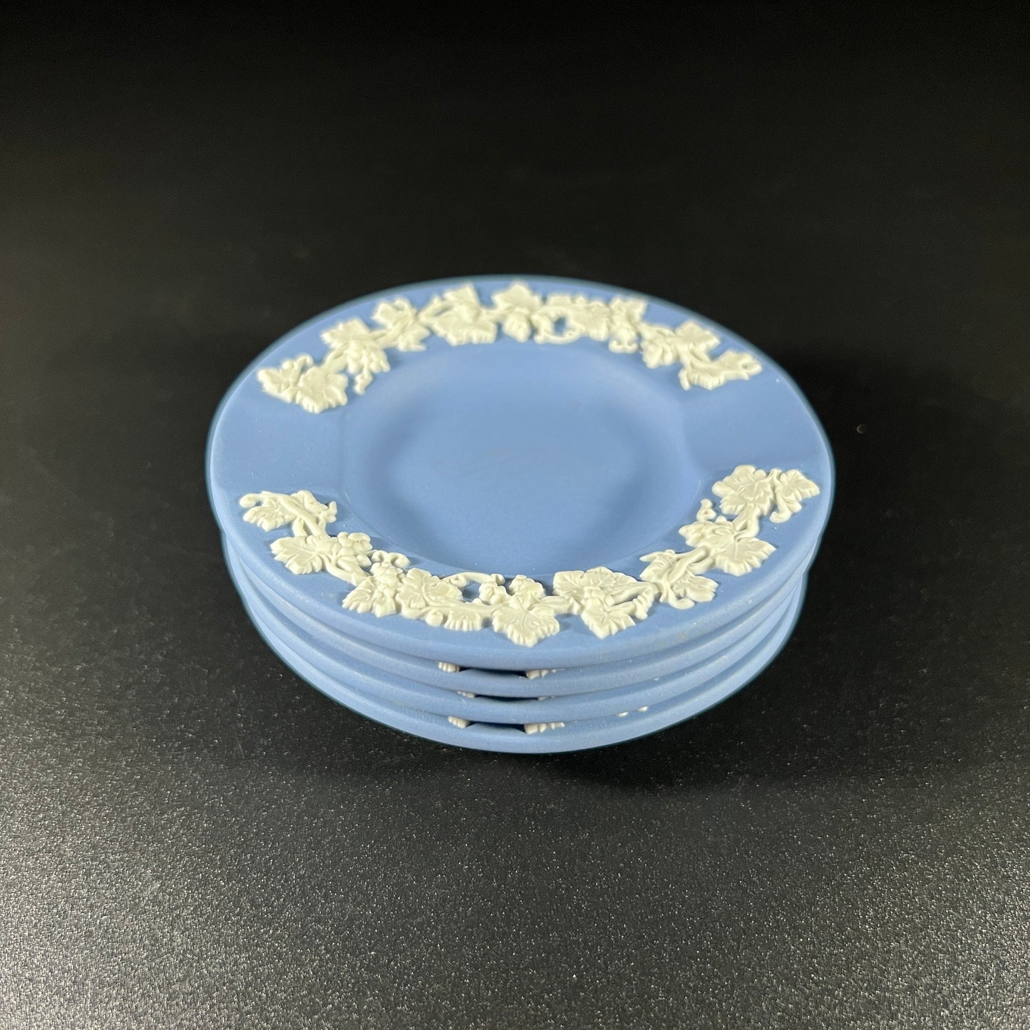 Vintage Wedgwood Blue Jasperware Miniature Ashtrays