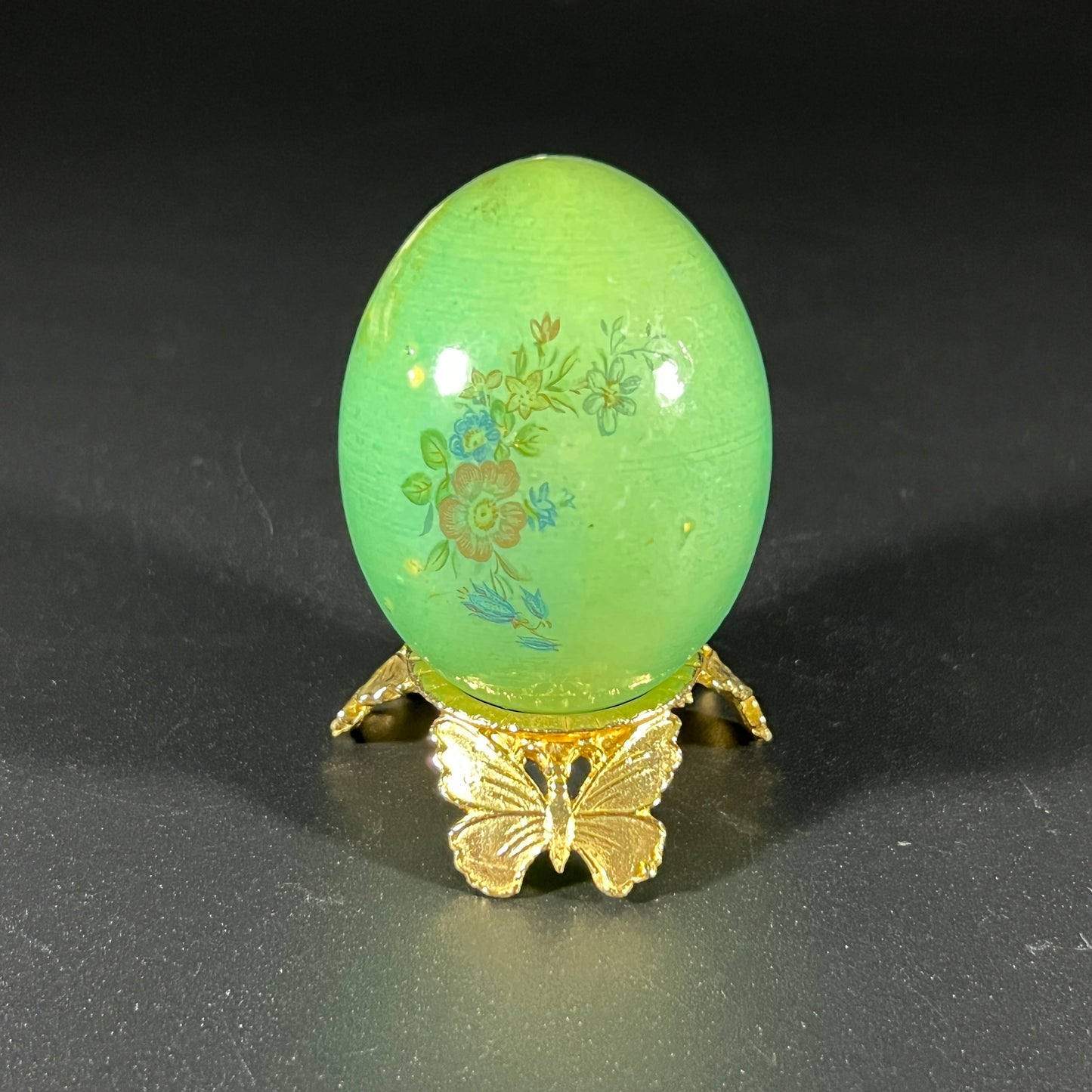 Lefton Alabaster Egg with Base (Green)