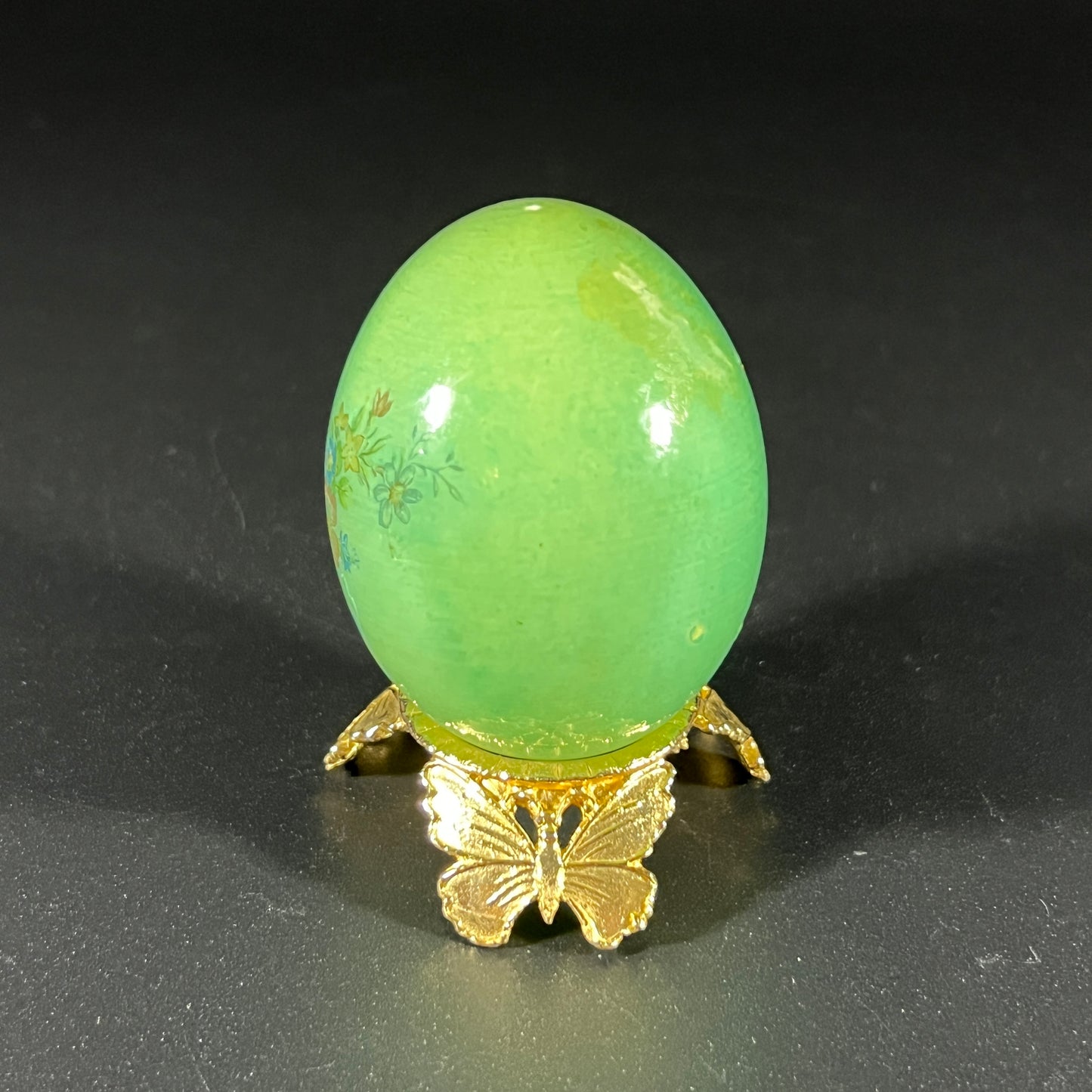 Lefton Alabaster Egg with Base (Green)