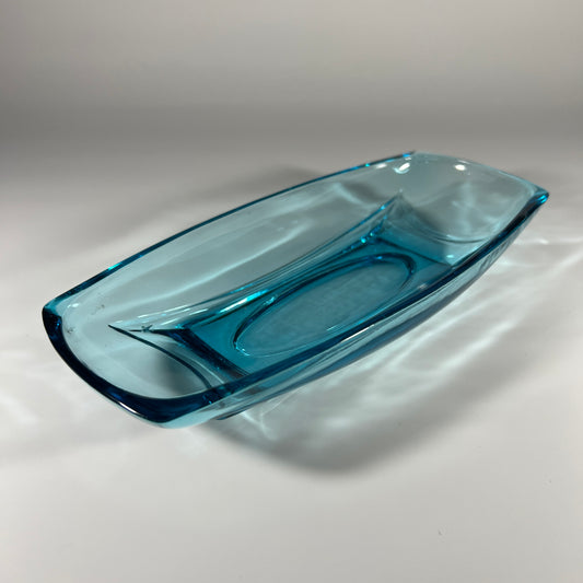 Hazel Atlas Aqua Blue Relish Bowl