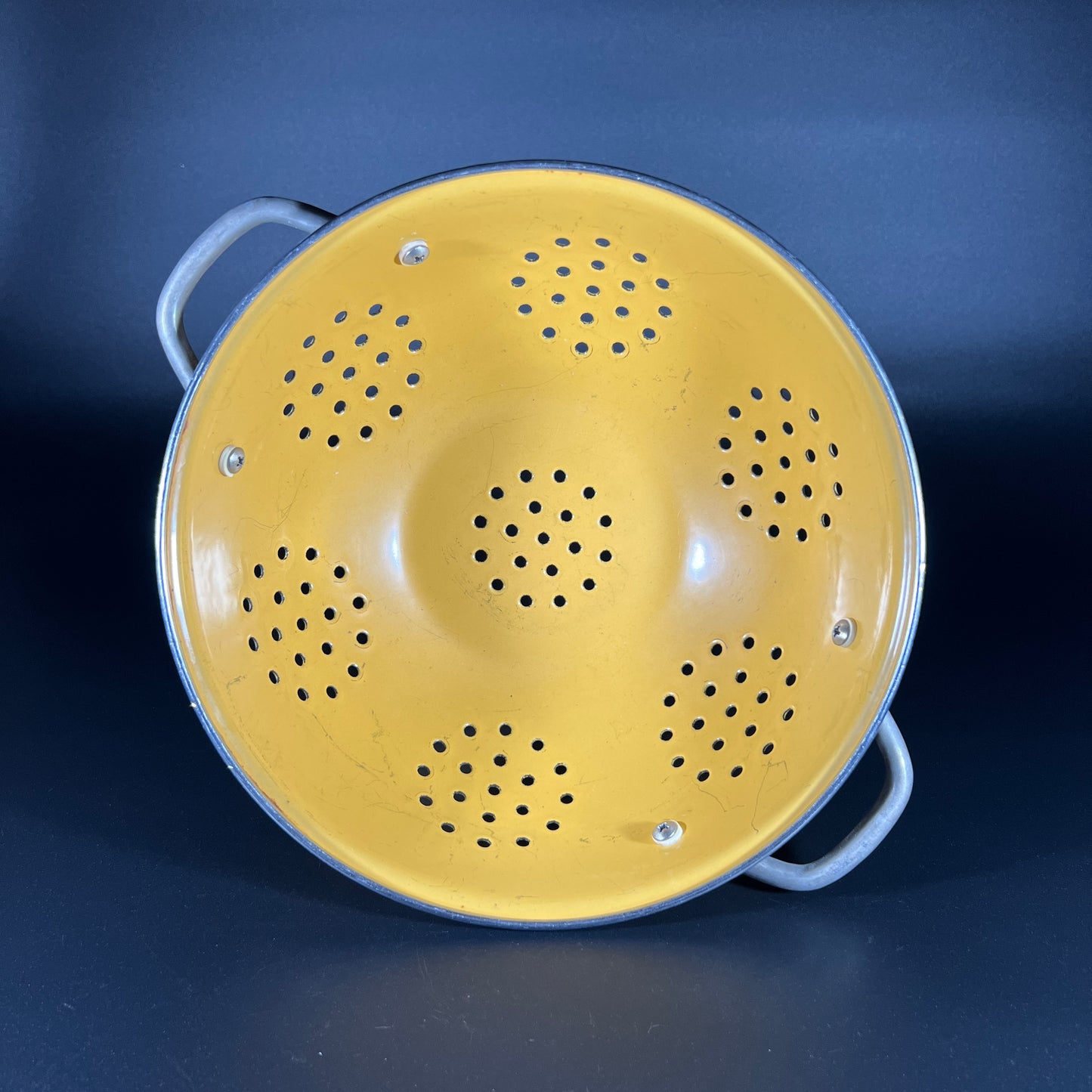 Vintage Yellow Enamel Colander