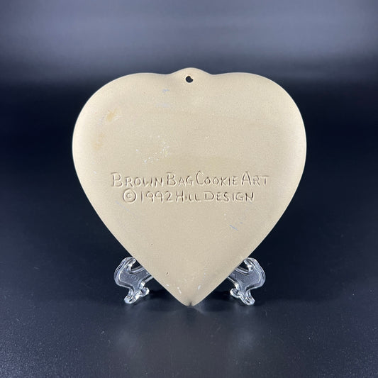 Vintage Heart and Roses Stoneware Cookie Mold