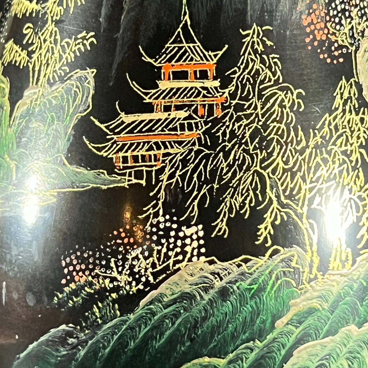 Chinese Hand Painted Lacquered Vase