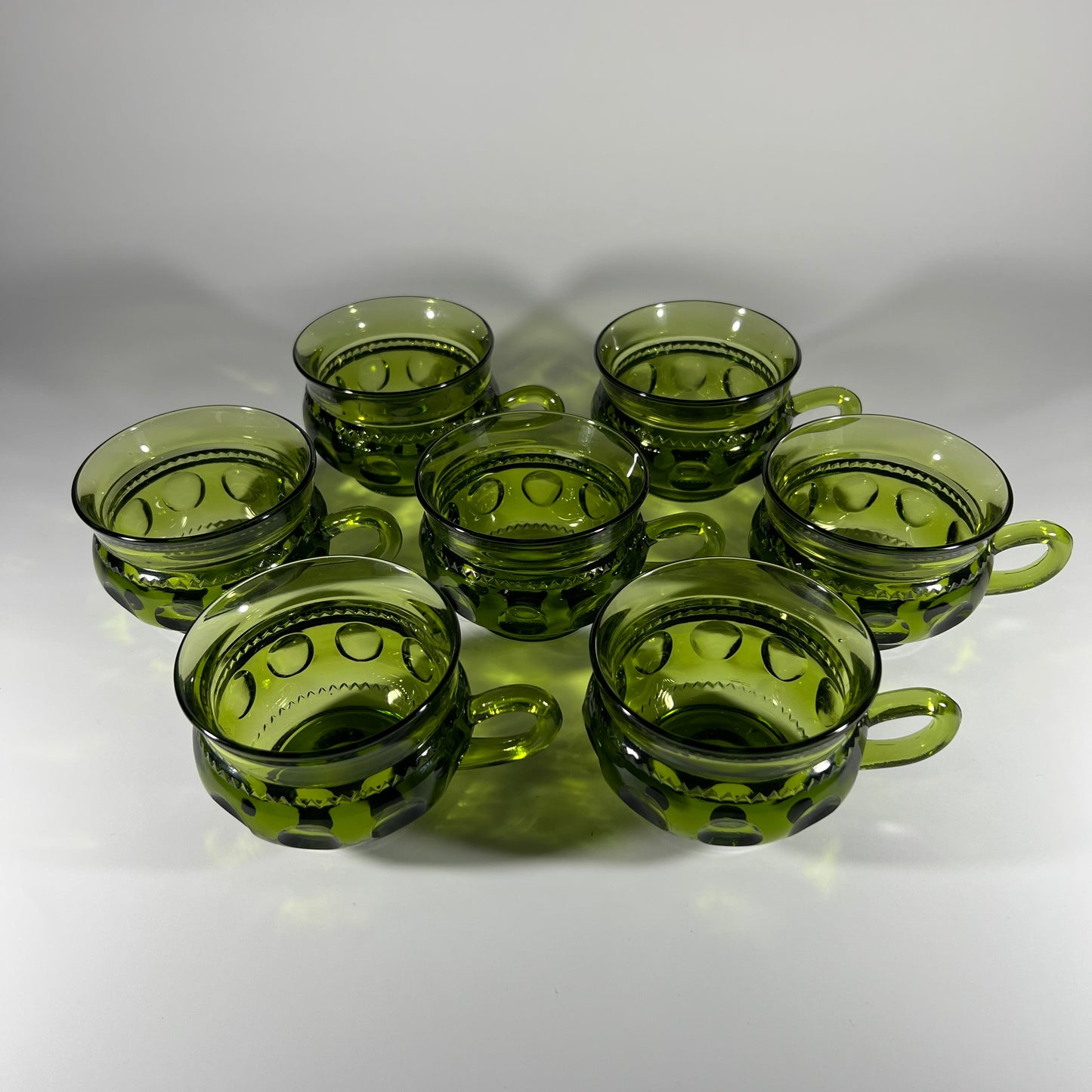 Indiana Glass Company Green Kings Crown Thumbprint Mug