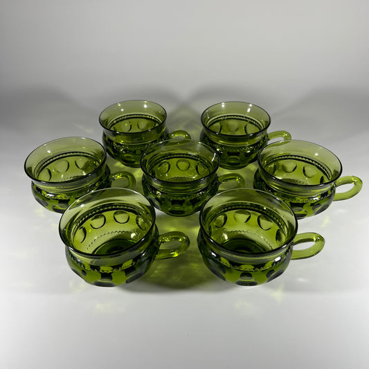 Indiana Glass Company Green Kings Crown Thumbprint Mug