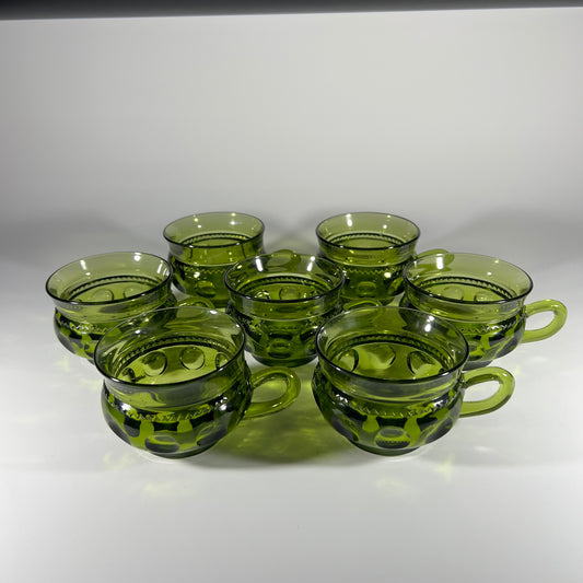 Indiana Glass Company Green Kings Crown Thumbprint Mug