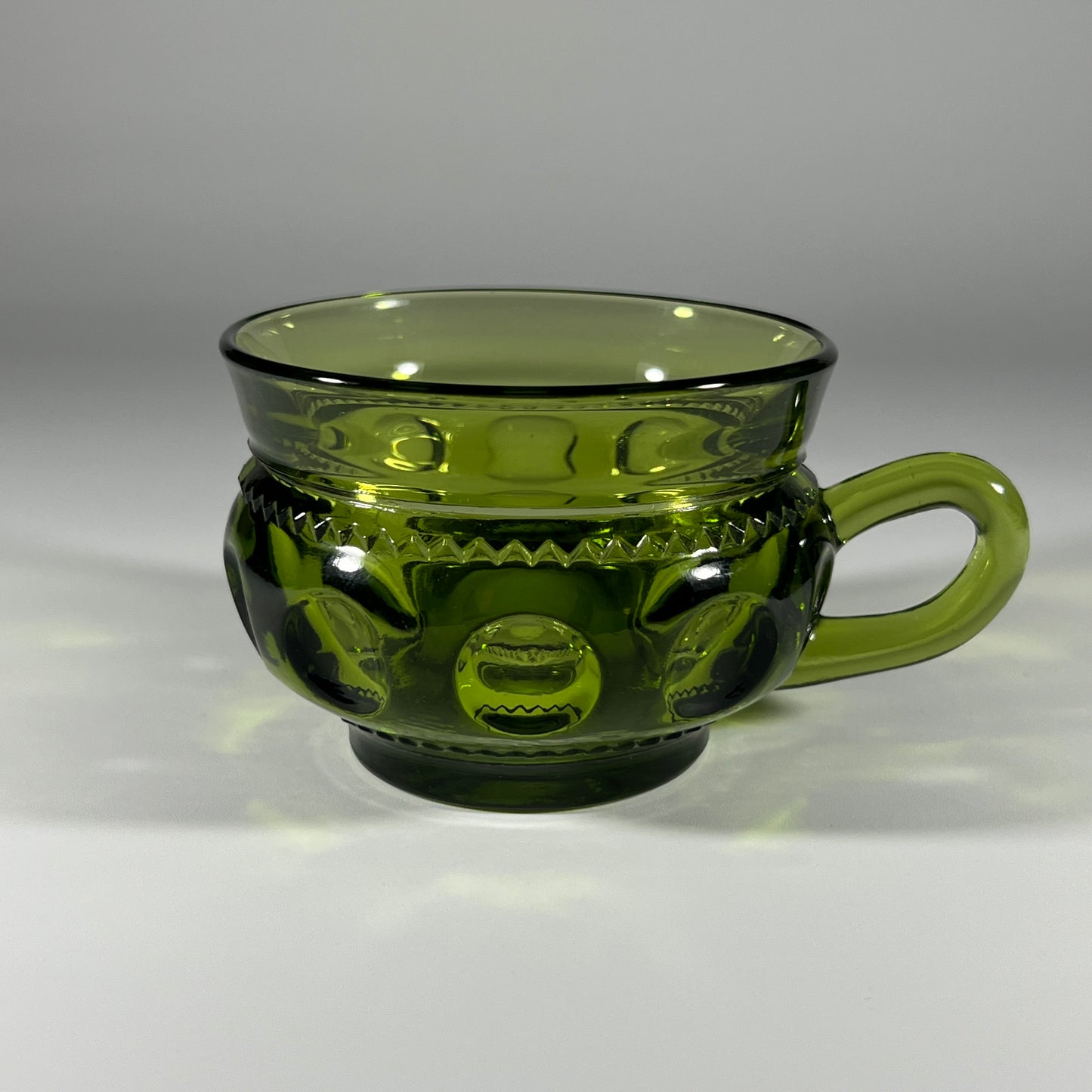 Indiana Glass Company Green Kings Crown Thumbprint Mug