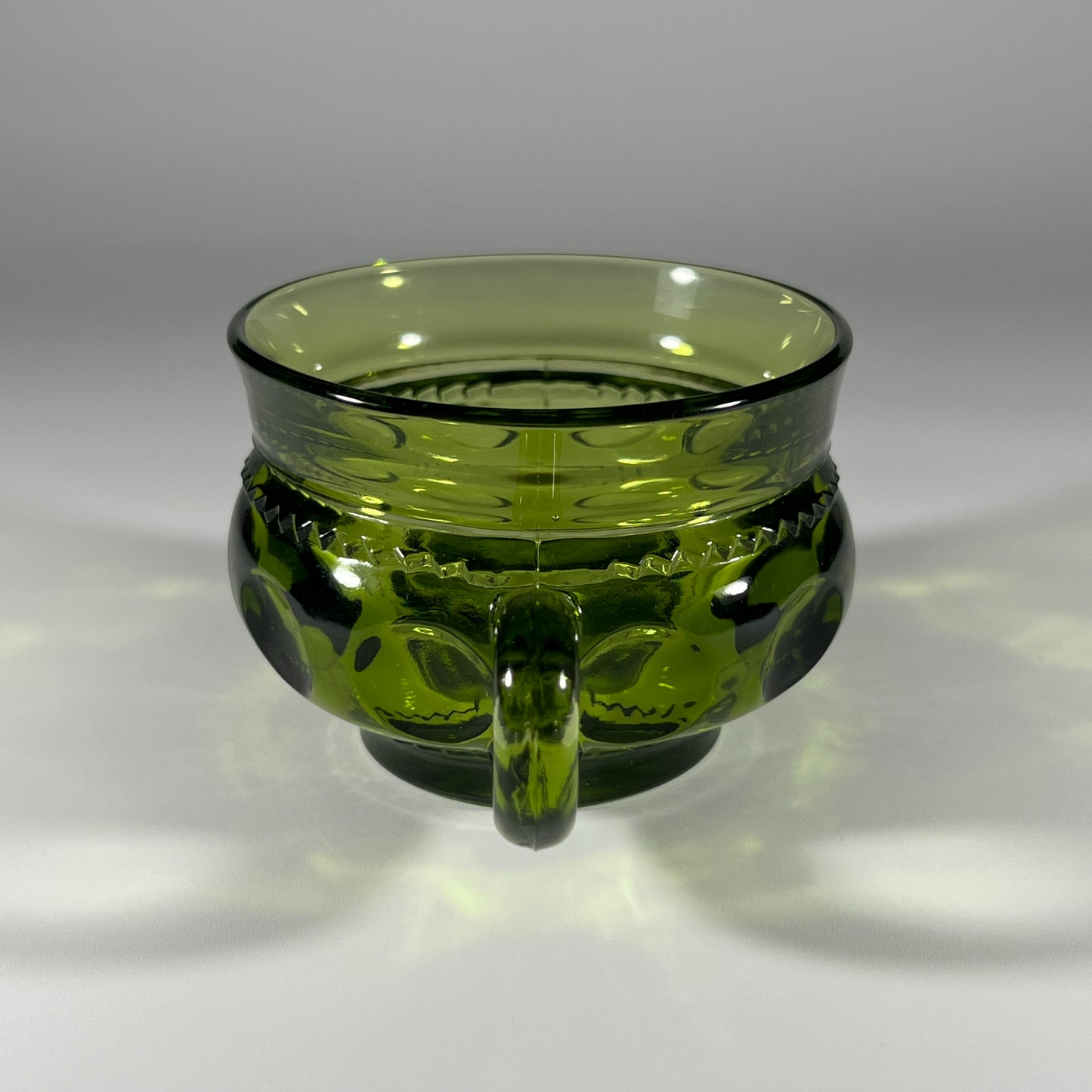 Indiana Glass Company Green Kings Crown Thumbprint Mug