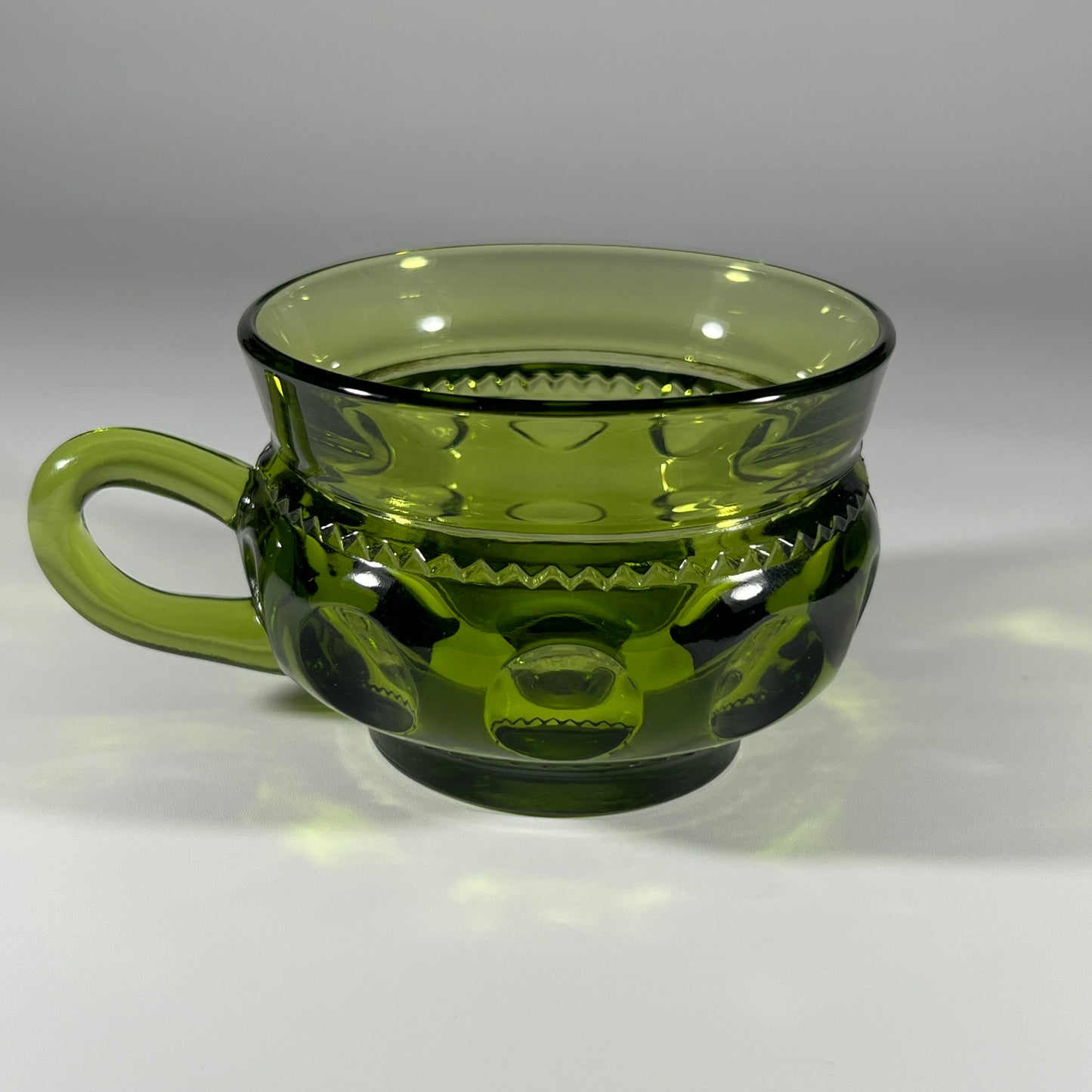 Indiana Glass Company Green Kings Crown Thumbprint Mug