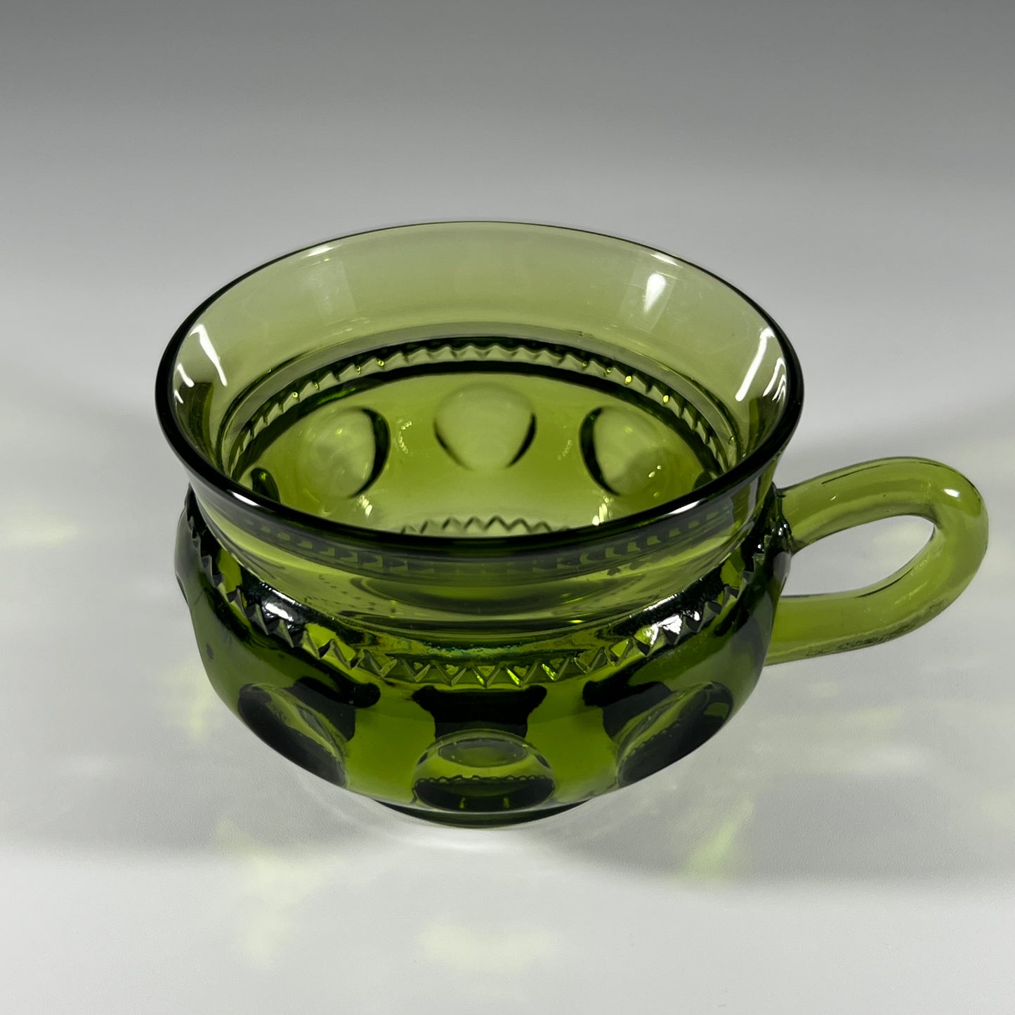 Indiana Glass Company Green Kings Crown Thumbprint Mug