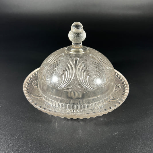 Pressed Glass Round Covered Dish