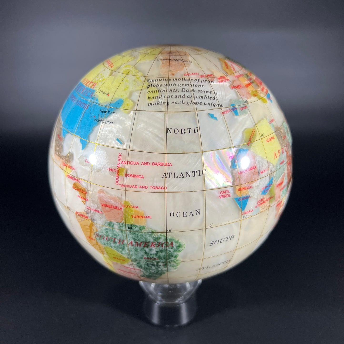 Gemstone World Map Globe